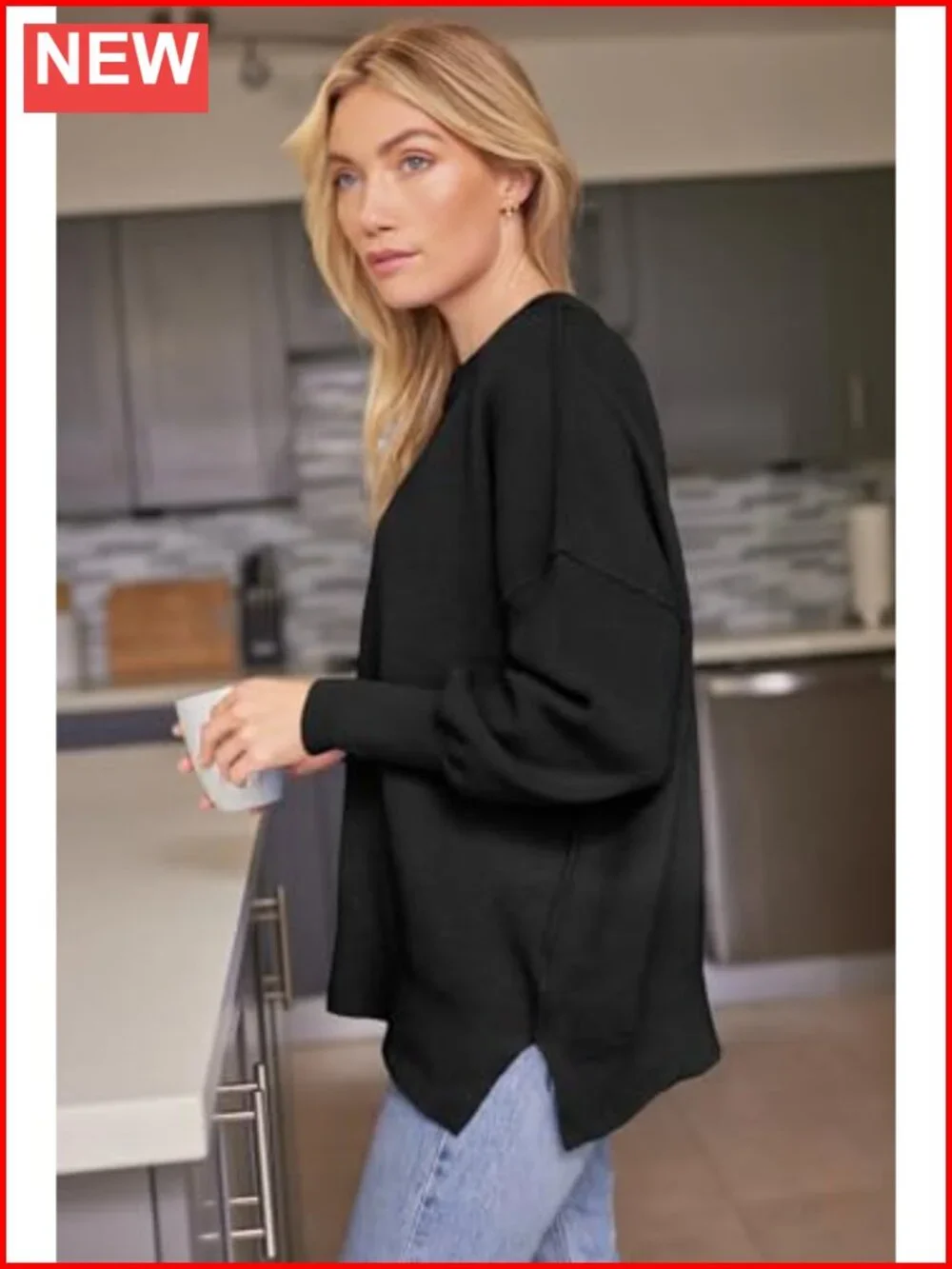Oversized Crewneck Long Sleeve Pullover Sweater Tunic Fall Winter